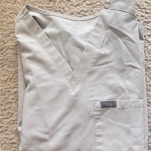 Figs V-Neck Scrub Top in Light Gray